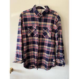 Icelantic Red Blue Plaid Flannel Made in USA Size Medium